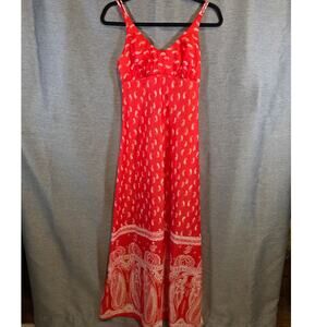 Vintage 70s Jack Hartley Inc Miami Red Bandana Boho Dress Sz Sm *READ*